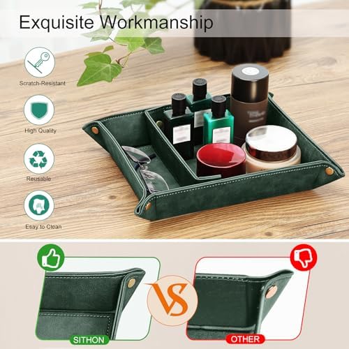SITHON Valet Tray Desktop Storage Organizer with 2 Compartments - Image 4