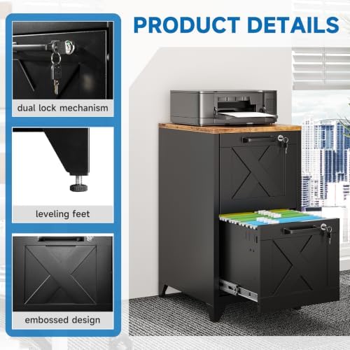 File Cabinet with Lock Vertical Filing Storage Cabinet Office Home Steel for Letter Size File Cabinet Locked,Assembly Required - Image 5