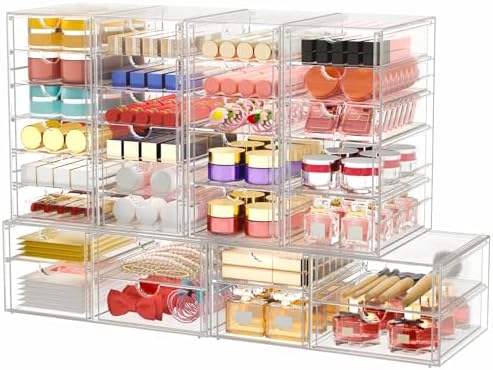 30-Drawer Acrylic Storage & Makeup Organizer for Desk by shoeboxesanddeskorganizers