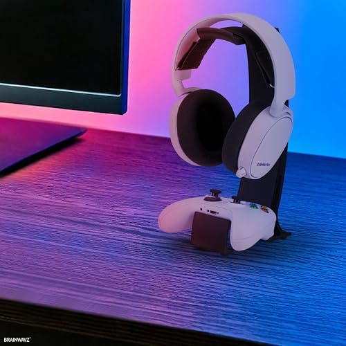 BRAINWAVZ Headphone Stand & Game Controller Holder – Sleek Headset Hanger & Gamepad Stand for Xbox, PlayStation, Legacy, Retro & More – (UGDS16) - Image 2
