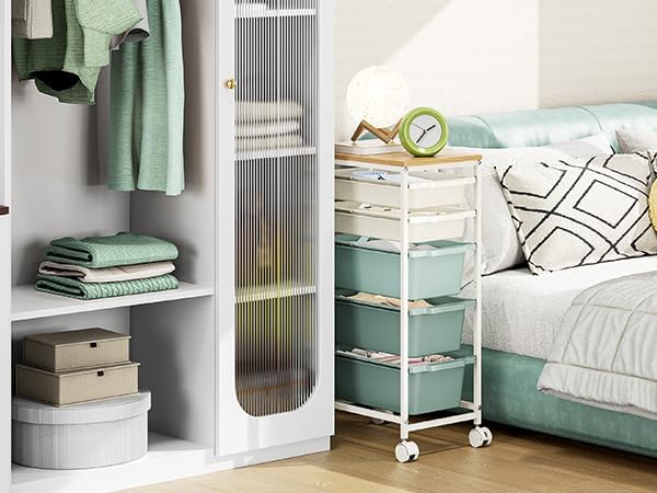 Slim Rolling Cart with 5 Drawers, Metal Utility Storage Cart - Image 6