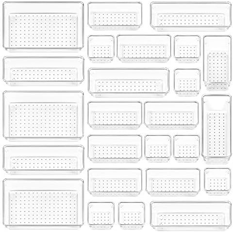 Vtopmart 25 Pack Clear Plastic Drawer Organizers with Non-slip Rubber Pads by Vtopmart