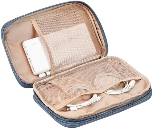 NISHEL Travel Cord Organizer Case, Double Layers Tech Electronic Bag, Essentials for Charger, Cable, Phone, Flash drive, Large, Aegean-Blue - Image 4