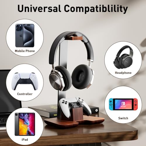 Controller Stand Wood Headphone Stand for Desk Gaming Desk Accessories Controller Holder for Gaming Equipment Headset Holder Gift for Father,Son,Husband,Boyfriend - Image 5