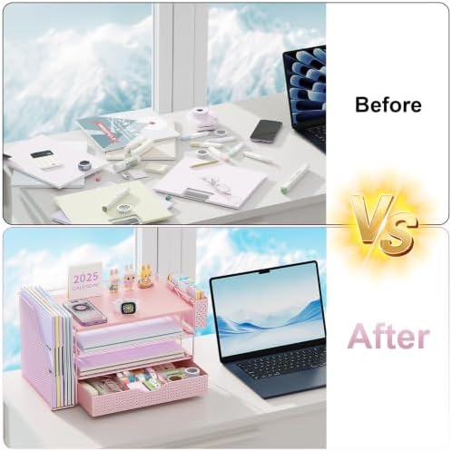 Wood Desk Organizers and Accessories with File Holder & Catalog Racks - Image 2