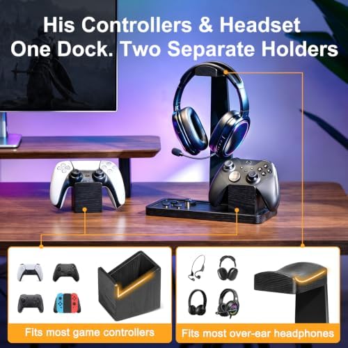 Solid Wood Metal Controller Stand with Modular Storage for Game Room Desk - Image 4