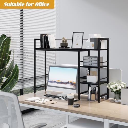 Desk Shelf, 38.6 Inch Wood Desk Organizer Shelf for Computer Monitor, Desk Hutch Storage, Desktop Shelf for Top of Desk, 3 Tier Desktop Bookshelf for Home Office Dorm, Black - Image 4