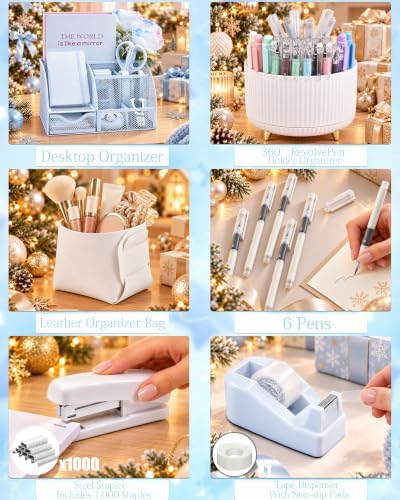 White Desk Accessories 21-Piece Office Supplies Gift Set - Image 3