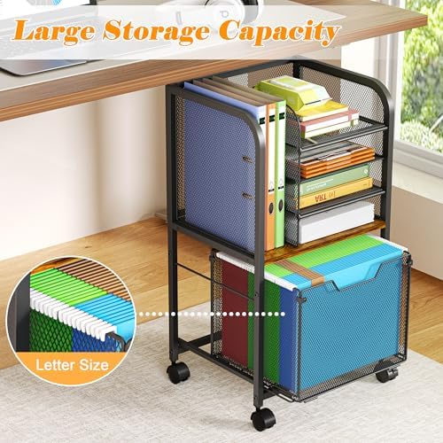 5-Tier Rolling File Cart Cabinet Under Desk Storage Organizer - Image 5