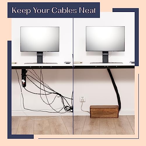 Large Cable Management Box, Wood Wire Organizer & Power Strip Cord Hider - Image 6