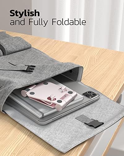Nulaxy Full Aluminum Dual Folding Cell Phone Stand for Desk, Rose Gold - Image 5