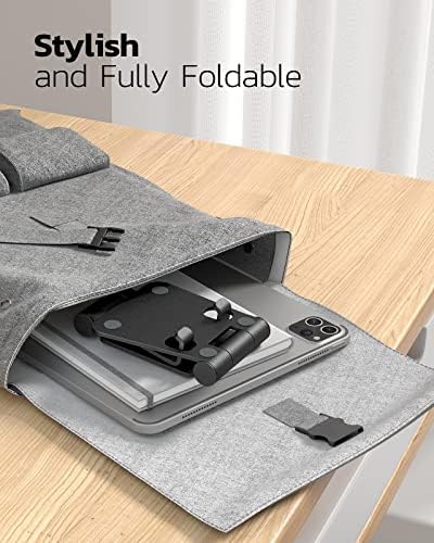 Nulaxy Full Aluminum Dual Folding Cell Phone Stand for Desk, Black - Image 5