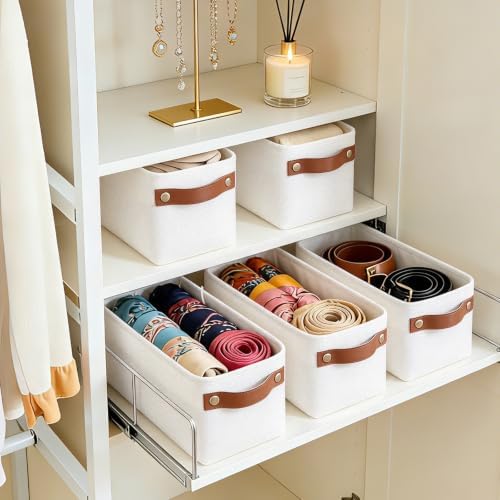 Small Fabric Storage Baskets, 4 Pack Narrow Storage Bins, 15x6x5in - Image 5