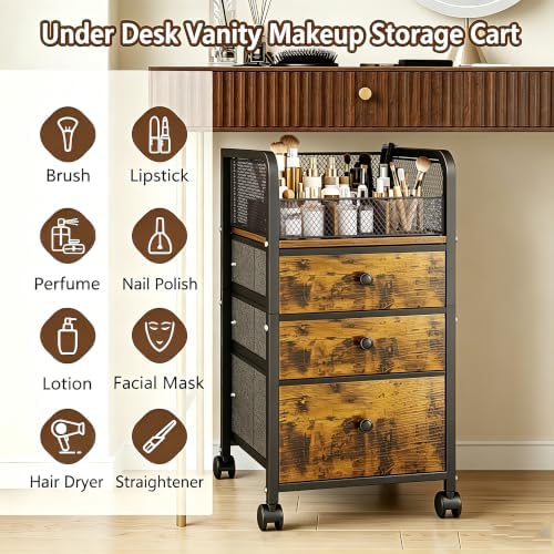 Rolling Makeup Vanity Cart Makeup Organizer with Drawers - Image 3