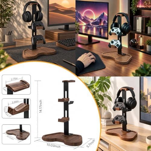 Solid Wood Controller Holder and Headphone Stand,controller holder for desk - Image 5