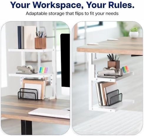VIVO White Clamp-on 13 inch 2-Tier Desk Shelf, STAND-SHELF2CW - Image 5