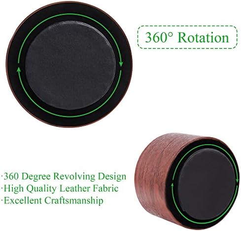Round Leather Art Supply Organizer,Remote Control Holder,360 Degree Spinning,Multi-Functional Pencil Holder,4 Compartments Desktop Stationary Organizer(1-Light Brown2) - Image 4