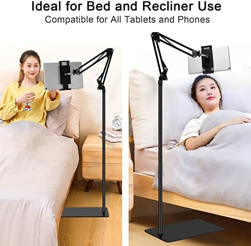 Tablet Floor Stand, Adjustable Universal 360-degree Rotatable Metal Tablet Holder, Phone Stand for iPad/iPhoneX/iPad Pro or Other 4.7~12.9 Inch-Screen Devices (Black) - Image 3
