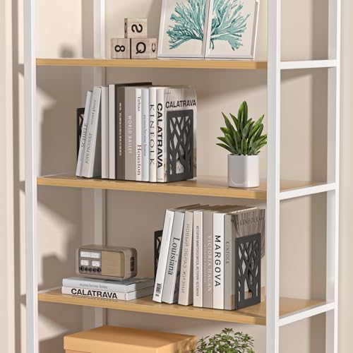 VFINE Book Ends 8 Pieces, Black Metal Decorative Tree Bookends for Shelves - Image 6