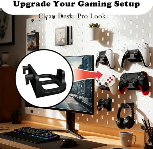 Controller Wall Mount for IKEA Skadis Pegboard, Universal Game Controller Holder Compatible with PS5/ Xbox/Switch/Headphones, Heavy Duty Snap-in Pegboard Mount for Organized Gaming Wall - Image 6