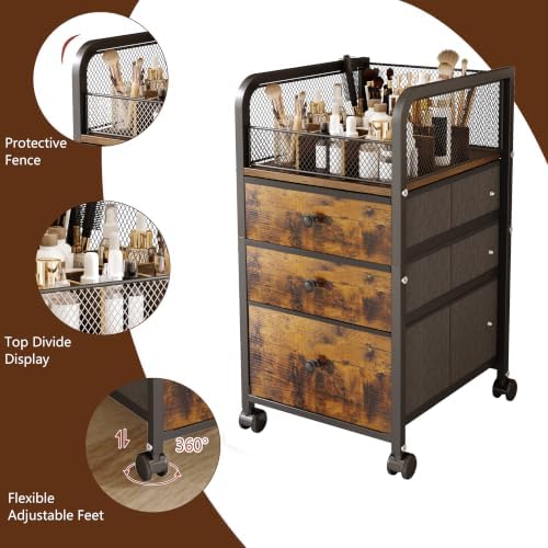 Rolling Makeup Vanity Cart Makeup Organizer with Drawers - Image 5