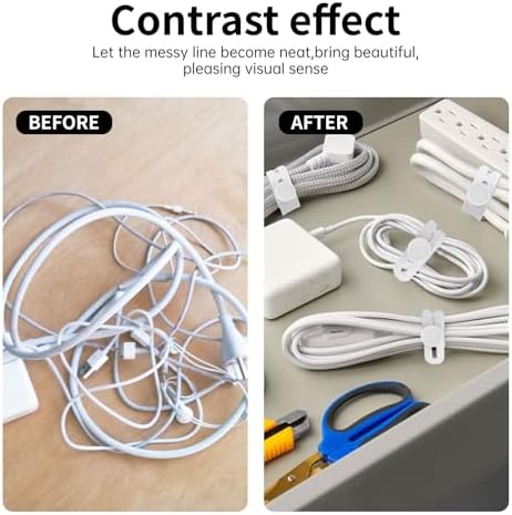 25 Pcs Silicone Cable Ties, Cable Ties Reusable, High Elasticity Cord Wraps for Electrical Cords, Cord Organizer for Earphone, Phone Charger(White) - Image 6