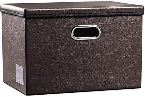 Leather Foldable Storage Bins with Lids,Closet Storage Boxes 40L by Prandom
