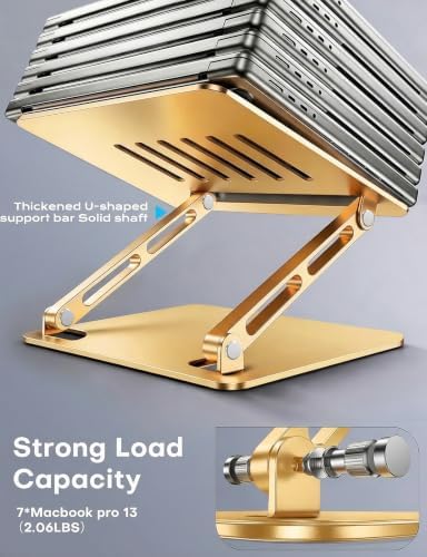 Aluminum Laptop Stand, Adjustable Laptop Stand for Desk Portable -Gold - Image 5