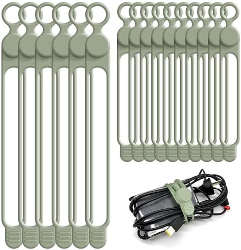 Silicone Cable Ties, Cord Organizer Cable Management,2Sizes-Green by ELECTRONICSORGANIZATION