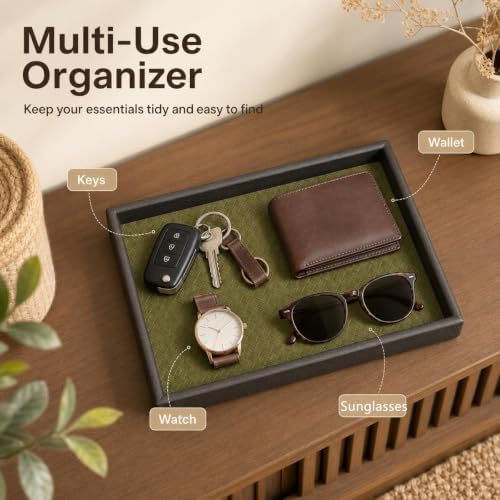 Nightstand Tray Wooden Valet Desk Tray Bedside Valet Catch All Tray - Image 3