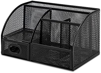 Amazon Basics Mesh Pen Holder and Desktop Desk Organizer, Office Caddy Storage for Writing Utensils, 9.1 x 5.9 x 5.5 inches, Black (Pack of 12) - Image 2