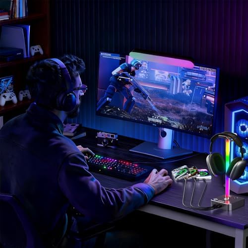 Headphone Stand with Charger, USB C, Gifts for Gamers Men, Gray Pro - Image 6