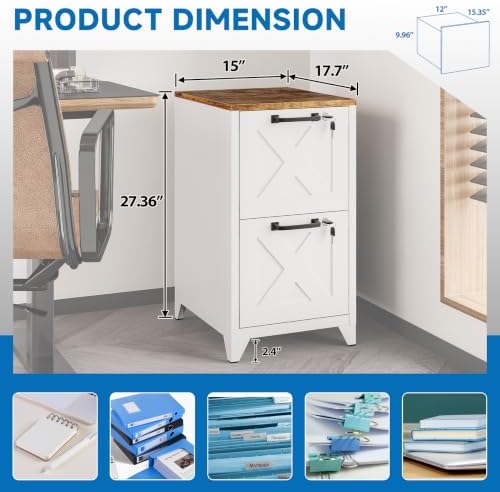 File Cabinet with Lock Vertical Filing Storage Cabinet Office Home Steel for Letter Size File Cabinet Locked,Assembly Required - Image 3