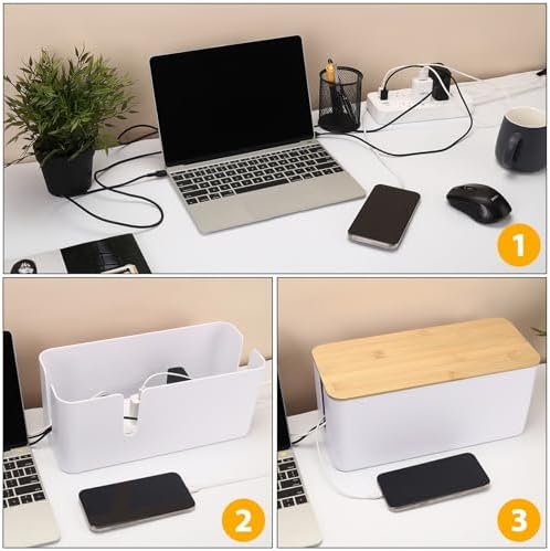 ZhiYo 2 Pack Cable Management Box, Large & XL, Power Strip Organizer, Black - Image 5