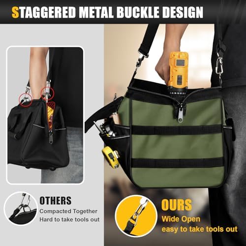 20" Tool Bag Extra Large, HeavyDuty Spacious Tool Box Organizer, Green - Image 6