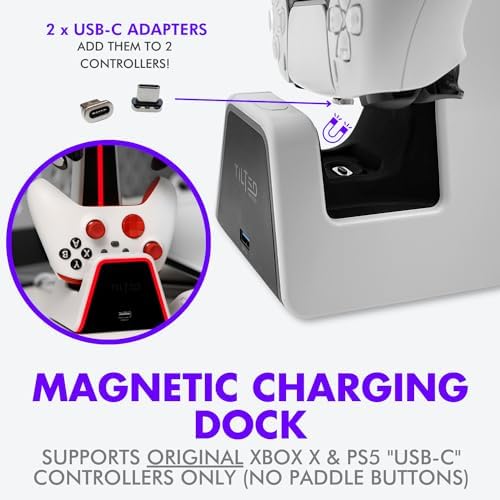 Gaming Headset and Controller Stand | Premium PS5 Accessories (Clean Space with Charging Station) Headphone and Controller Holder for Desk, PlayStation 5, Xbox Game, - Image 4