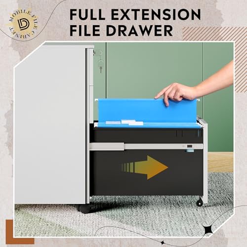 DEVAISE 3 Drawer Slim File Cabinet with Lock, Fully Assembled - Image 5