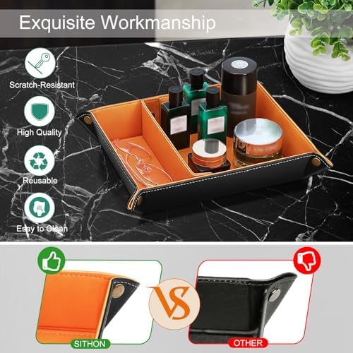 SITHON Valet Tray Desktop Storage Organizer with 2 Compartments - Image 4