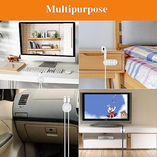 16pcs Cable Clips for Organizing Nightstand Phone Chargers (White) - Image 6