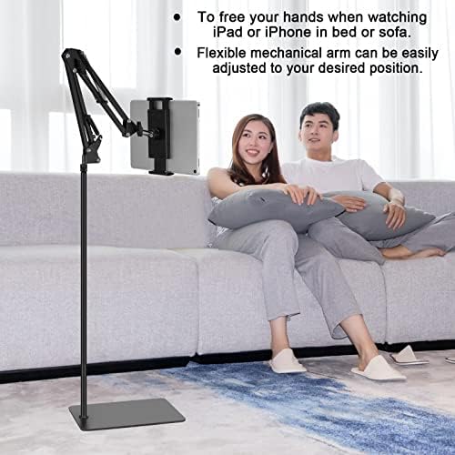 Tablet Floor Stand, Adjustable Universal 360-degree Rotatable Metal Tablet Holder, Phone Stand for iPad/iPhoneX/iPad Pro or Other 4.7~12.9 Inch-Screen Devices (Black) - Image 2