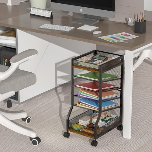 6-Tier Standing File Organizer, Rolling Under Desk Organizer for Office - Image 3