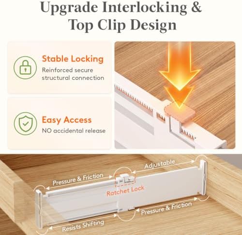 Lifewit 3.2" High Drawer Dividers for Clothes, Adjustable Drawer Organizers - Image 6