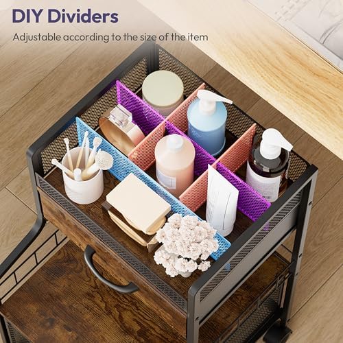 Under Desk Storage Cart- Art Storage Cart with Drawers & DIY Divider - Office Cart Organizer Under Desk Shelf, Craft Rolling Cart for Office, Craft Room & Studio Espresso - Image 4