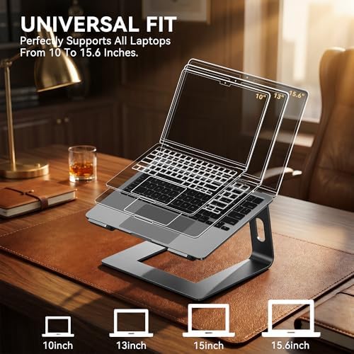 SOUNDANCE Laptop Stand, Aluminum Ergonomic Desk Riser, 10-15.6", Grey - Image 5