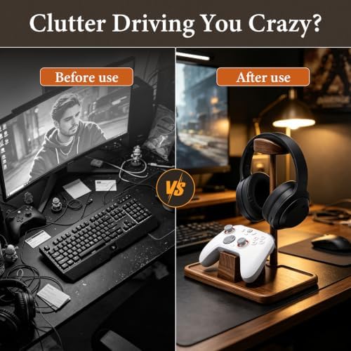 2 in 1 Headphone Stand with Dual Gaming Controller Holder & Storage Base - Image 5