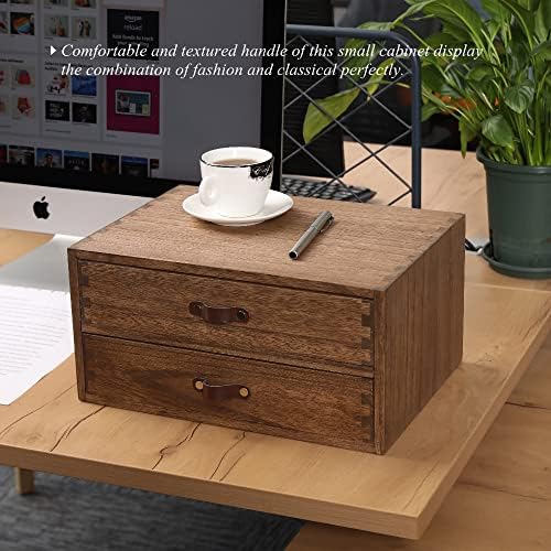 Wood 2 Drawer Desktop Organizer Cabinet - Desk Storage Box for Kitchen Counter, Dresser Tabletop - Wooden File Organizer Printer Machine Stand for Office Accessories Chest Dark (FAX2C-DK) - Image 4