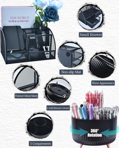 Black Desk Accessories 21-Piece Office Supplies Gift Set - Image 2