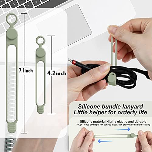 Silicone Cable Ties, Cord Organizer Cable Management,2Sizes-Green - Image 2