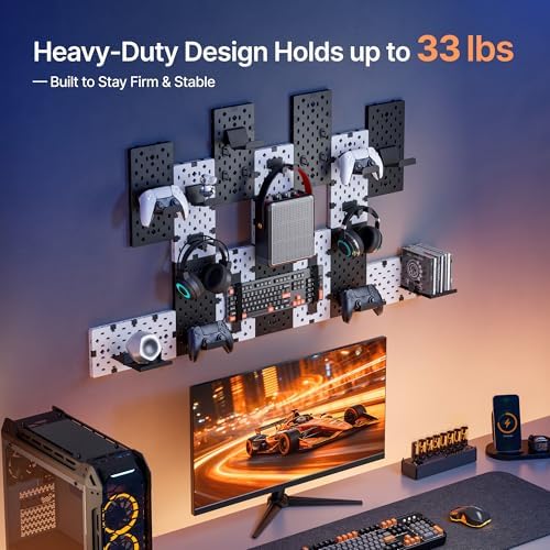 PEGZONE Controller and Headphone Holder Wall Mount, 14pcs, Black & White - Image 6