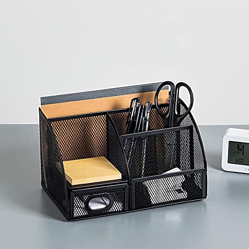 Amazon Basics Mesh Pen Holder and Desktop Desk Organizer, Office Caddy Storage for Writing Utensils, 9.1 x 5.9 x 5.5 inches, Black (Pack of 12) - Image 6